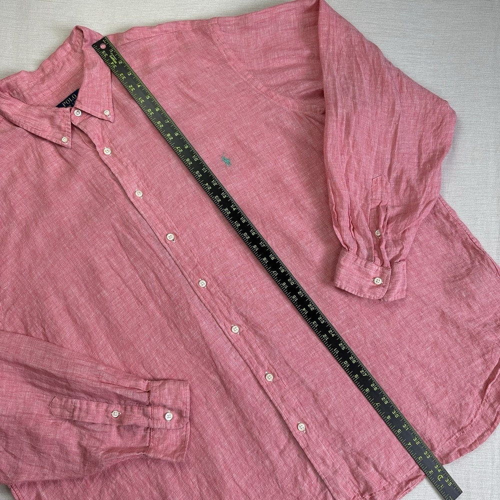 Polo Ralph Lauren Linen Long Sleeve Button Down Shirt Big & Tall Men 3XB Pink - Picture 9 of 11